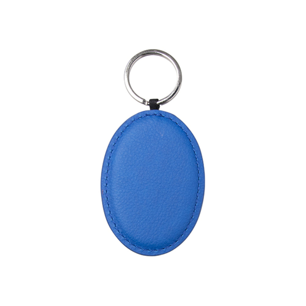 Engravables – PU-LEDER – Schlüsselanhänger – OVAL – 4,5 cm x 6,5 cm – Marineblau