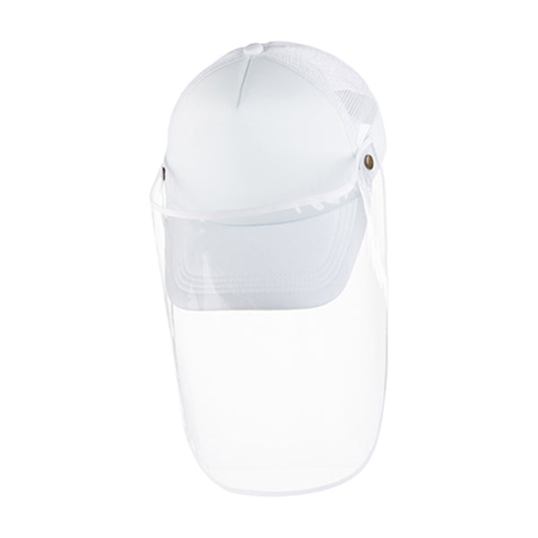 Apparel - Cap with Face Shield - ADULT - Full White - Longforte Trading Ltd