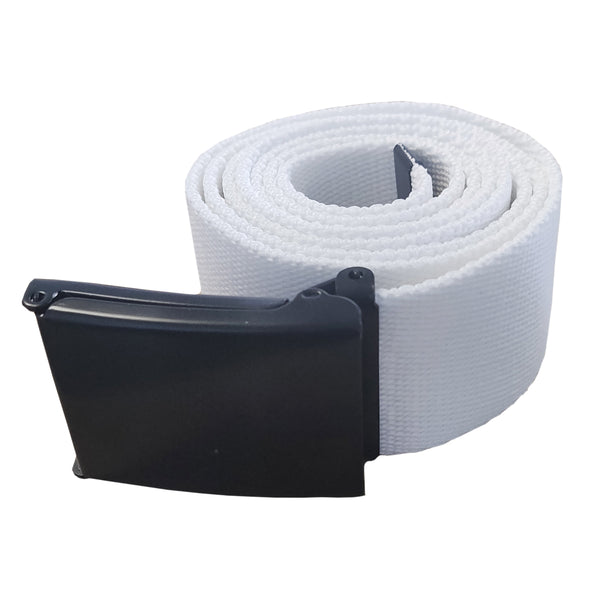 Apparel - Fashion White Belt with MATT BLACK Buckle -  40mm x 1200mm