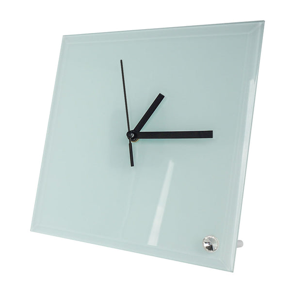 Clock - Glass - GLOSS - Square - 20cm Desk Clock - Longforte Trading Ltd