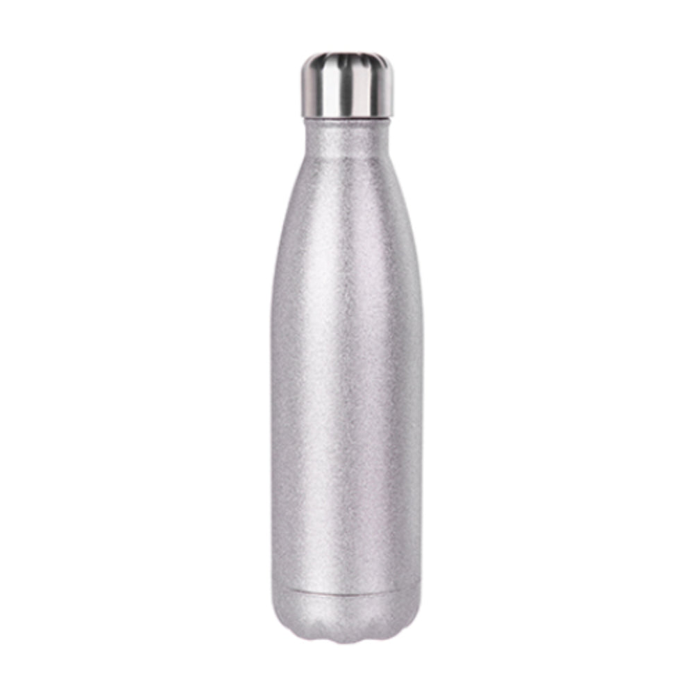 Wasserflaschen - GRAVURFÄHIG - GLITZER - Bowling - 500ml - SILBER