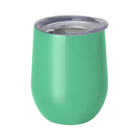 Mugs - Stemless Wine Glasses With Lid - 12oz - MINT GREEN