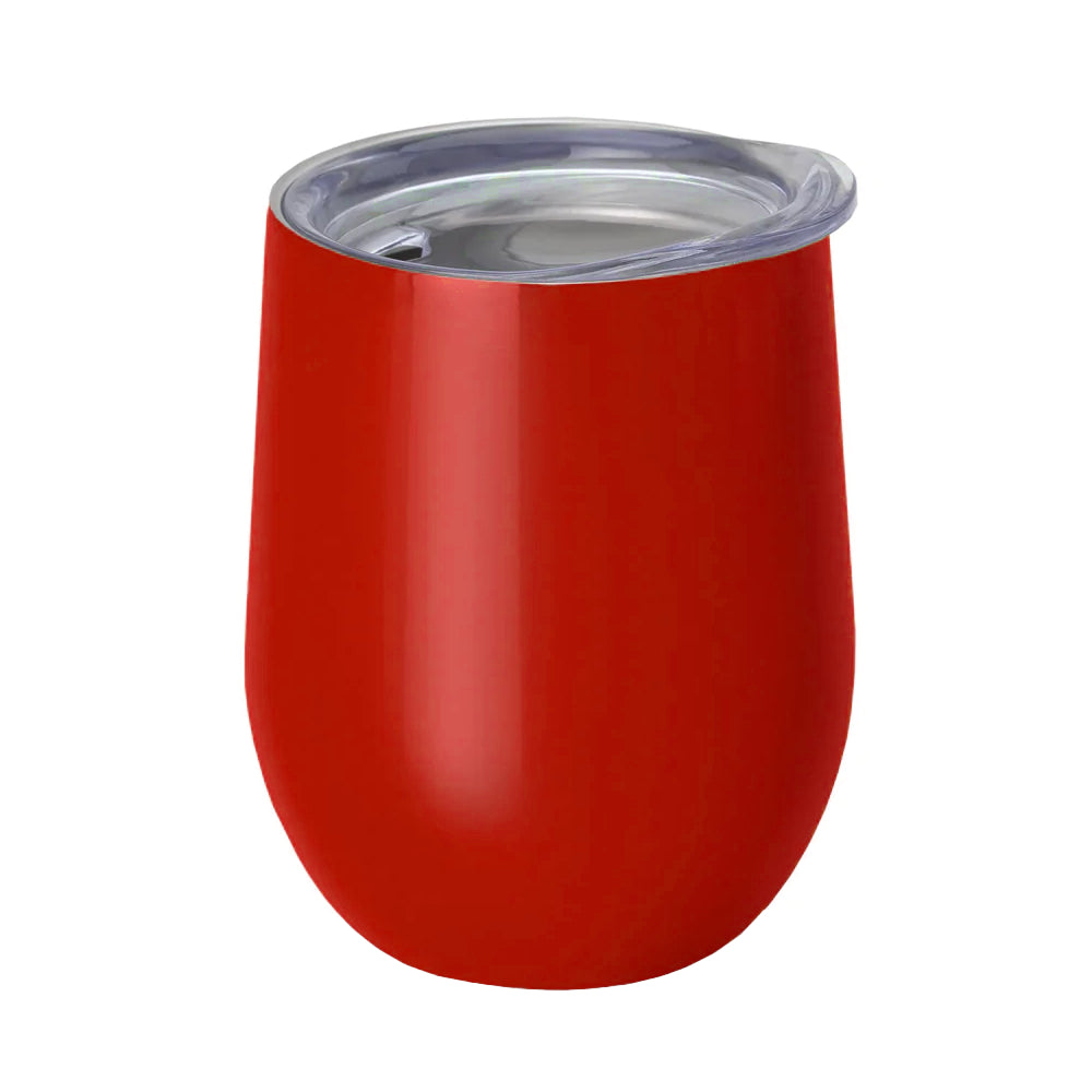 Mugs - Stemless Wine Glasses With Lid - 12oz - RED