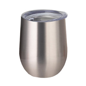 Mugs - Stemless Wine Glasses With Lid - 12oz - SILVER - Longforte Trading Ltd