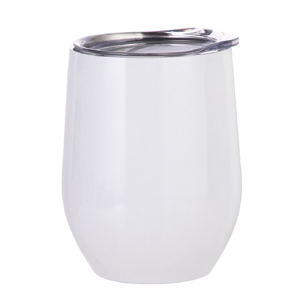 Mugs - Stemless Wine Glasses With Lid - 12oz - WHITE