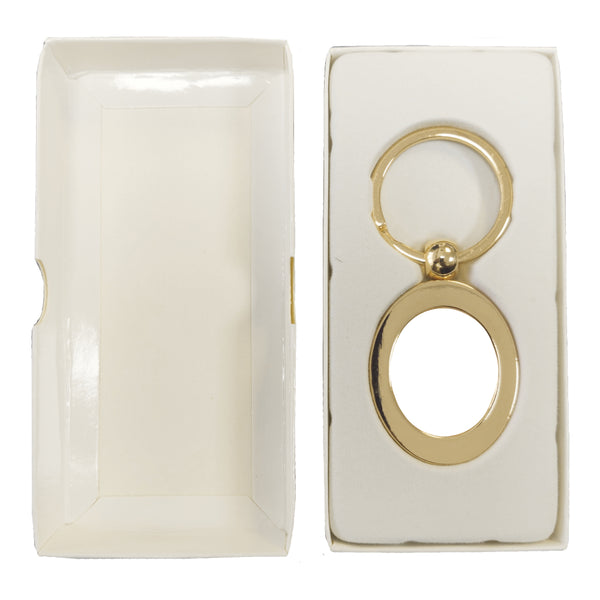 Schlüsselanhänger - 10 x Sublimations-Schlüsselanhänger aus Metall - CLASSIC GOLD - Oval 