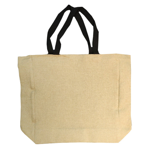 FULL CARTON - 60 x BURLAP Shopping Bags with Black Handles - 38cm x 48cm