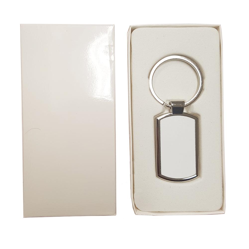 10 x Oblong Sublimation Metal Keyrings with Gift Boxes Longforte