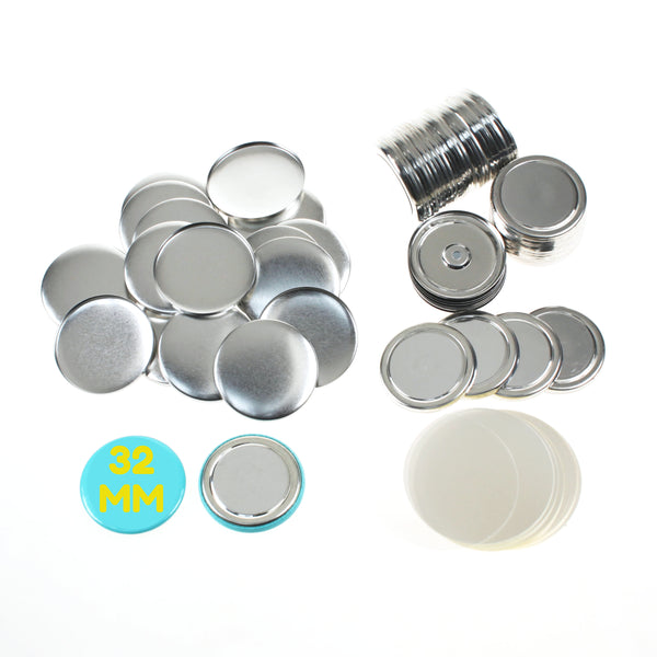 100 Stück Blanko-Komponenten zur Herstellung von Buttons (32 mm) mit Magnet