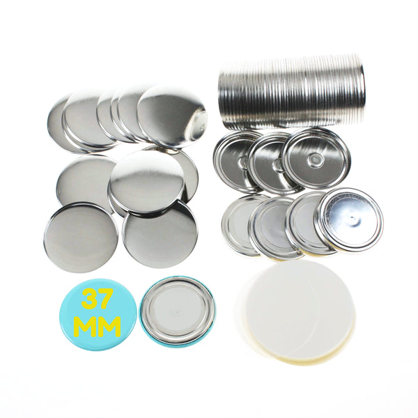 Pack of 100 Blank 37mm Button Badge Making Components with Magnet