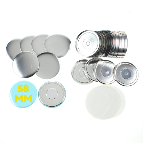 Pack of 100 Blank 58mm Button Badge Making Components with Magnet