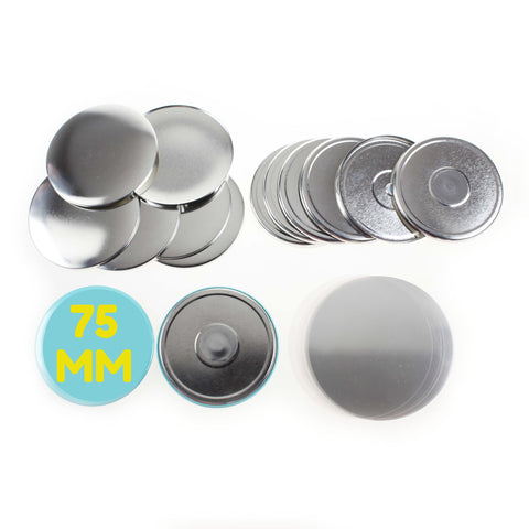 Pack of 100 Blank 75mm Button Badge Making Components with Magnet