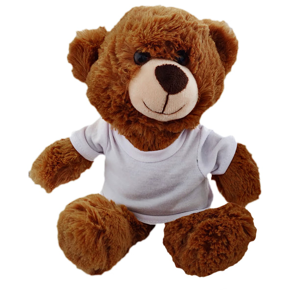 Plüschtiere - Dunkelbrauner Teddybär mit bedruckbarem T-Shirt
