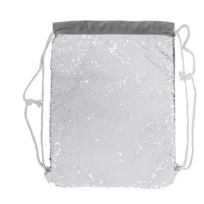 Bags - Sequin DRAWSTRING Bag - 38.5cm x 30cm - SILVER - Longforte Trading Ltd