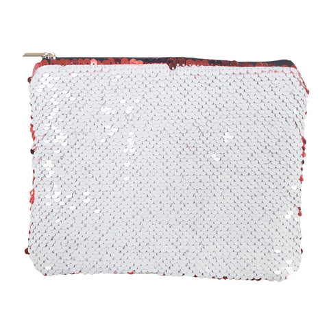 FULL CARTON - 50 x Sequin Handbags/ Cosmetic/Purses - 15cm x 20cm - RED