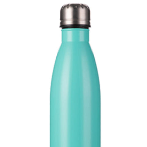 FULL CARTON - 50 x Bowling Double Walled Stainless Steel Water Bottle - COLOURED - 500ml - Aqua