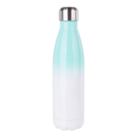 VOLLER KARTON - 50 x Bowling doppelwandige Edelstahl-Wasserflasche - Farbverlauf - Bowling - 500 ml - Mintgrün/Weiß