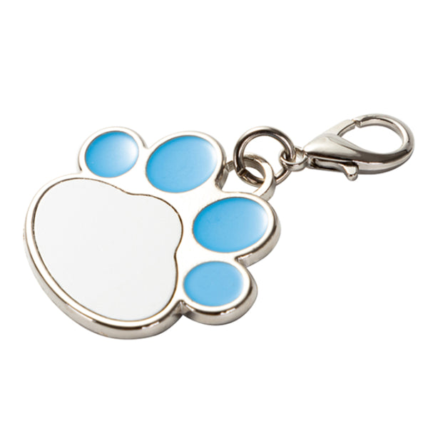 Dog Tag -  Foot Print Shaped Tag with Blue Edge