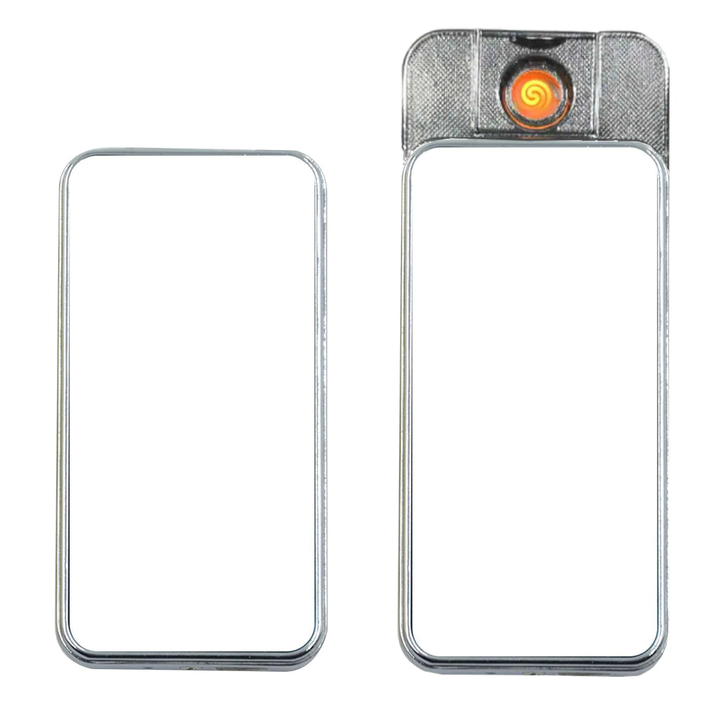 Lighter - USB Chargeable Electric Lighter with 2 Printable Inserts - Silver