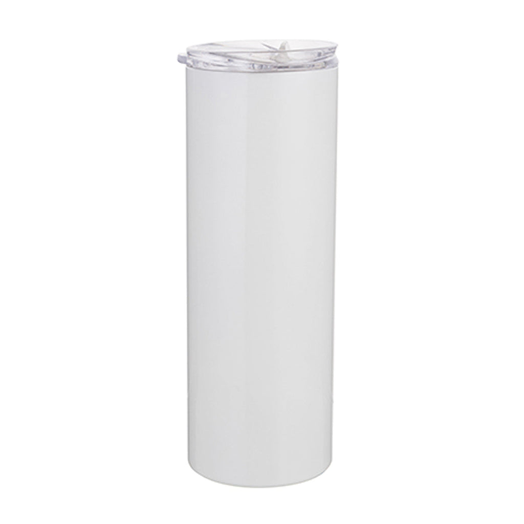 CARTON COMPLET - 25 x Bouteilles d'eau - Acier inoxydable fin - BLANC - Gobelet 600 ml avec paille 