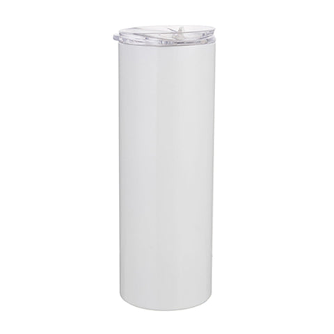 CARTON COMPLET - 25 x Bouteilles d'eau - Acier inoxydable fin - BLANC - Gobelet 600 ml avec paille 