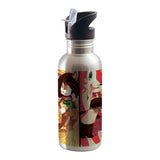 600ml Aluminium Sublimation Water Bottle with Integrated Straw - Silver