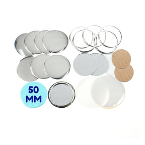 Pack of 100 Blank 50mm Round Button Badge Making Components with Mirror Back