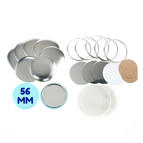 Pack of 100 Blank 56mm Round Button Badge Making Components with Mirror Back