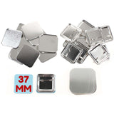 37mm x 37mm Square Badge Making Components with Pin, pack of 100