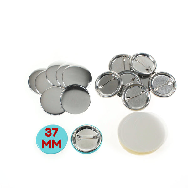 100 Stück Blanko-Komponenten zur Herstellung von Buttons (37 mm) mit Anstecknadel