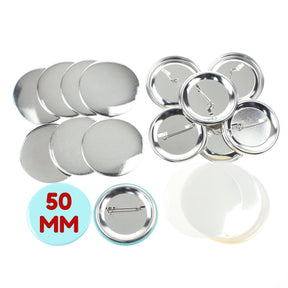 50mm Button Badge Making Components with Pin, pack of 100