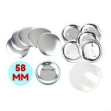 58mm Button Badge Making Components with Pin, pack of 100