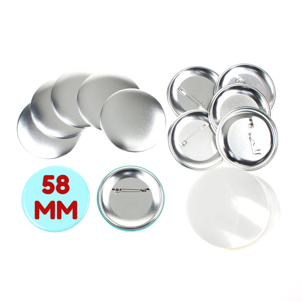 100 Stück Blanko-Komponenten zur Herstellung von Buttons (58 mm) mit Anstecknadel