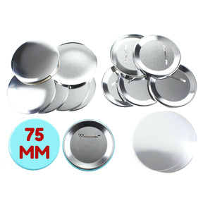 75mm Button Badge Making Components with Pin, pack of 100