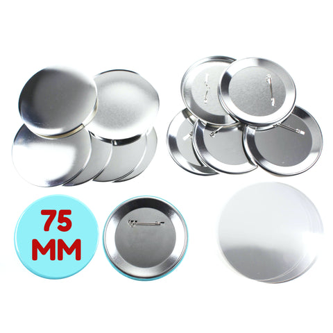 Pack of 100 Blank 75mm Button Badge Making Components with Pin