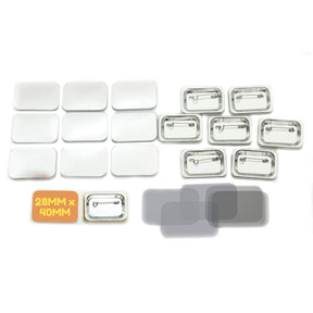 Pack of 100 Blank 28mm x 40mm Rectangle Name Badge with Pin