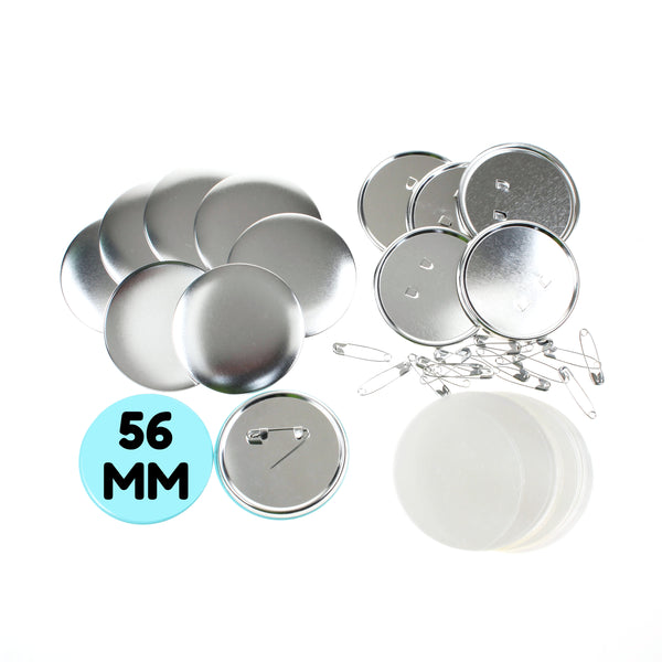 100 Stück Blanko-Komponenten zur Herstellung von Buttons (56 mm) mit Sicherheitsnadel