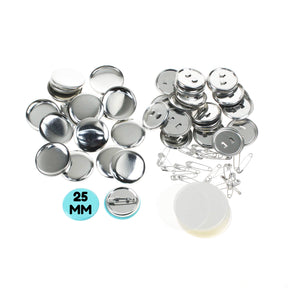 Pack of 100 Blank 25mm Button Badge Making Components with Safety Pin