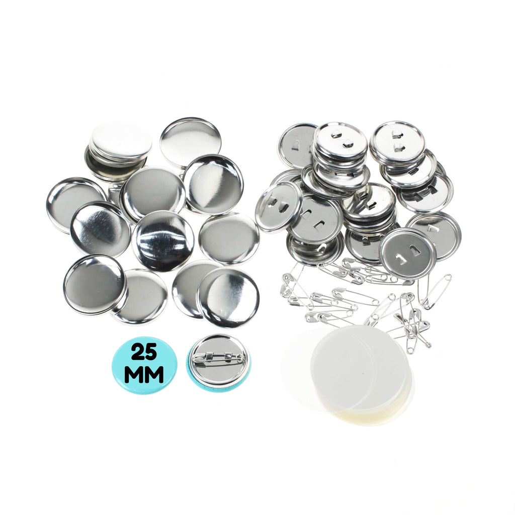Safety Pin Buttons Pack of 100 Blank 25mm Button Badge Making Components with SAFETY Pin ...